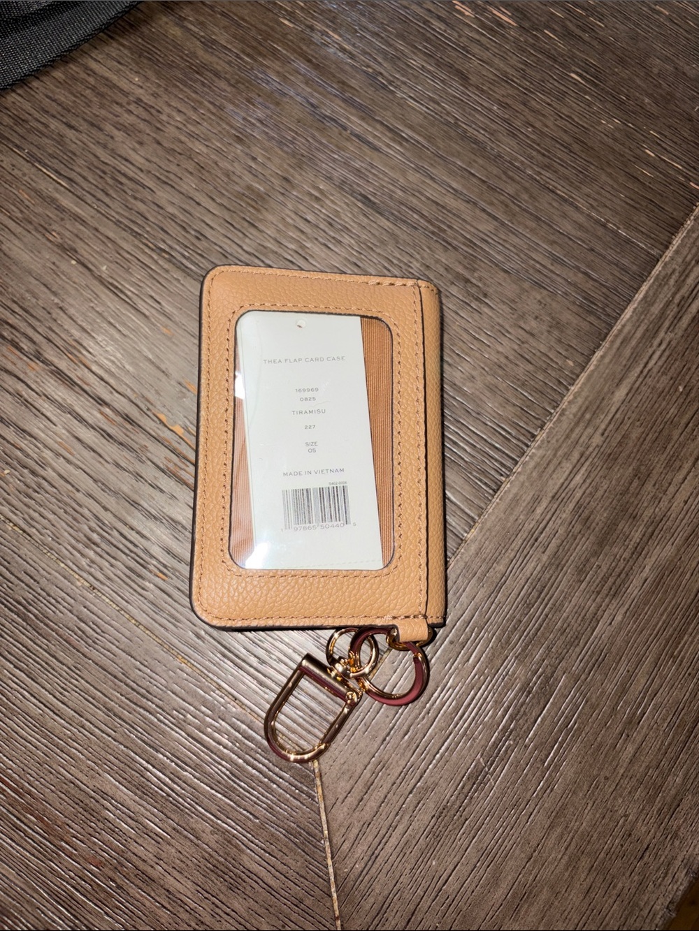 NWT Tory Burch Tan Pebbled Leather Key Card Pouch with Gold Hardware - Picture 5 of 8